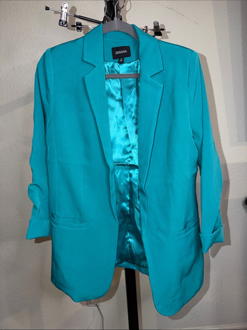 Zenana Outfitters Teal Open-Front Blazer Jacket